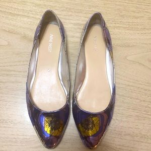 Nine West So Easy Metallic Floral Pointed Toe Flats